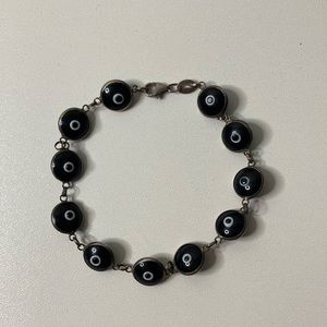 Sterling silver and black enamel evil eye bracelet